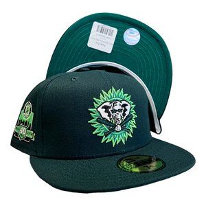 New Era Oakland Athletics 59FIFTY Fitted Hat Cap Green 40 Year Side Patch